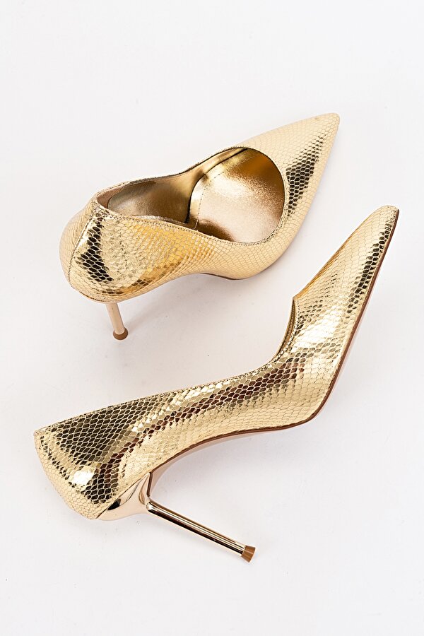 Luvi Shoes PALMERA Altın Desenli Kadın Topuklu Ayakkabı