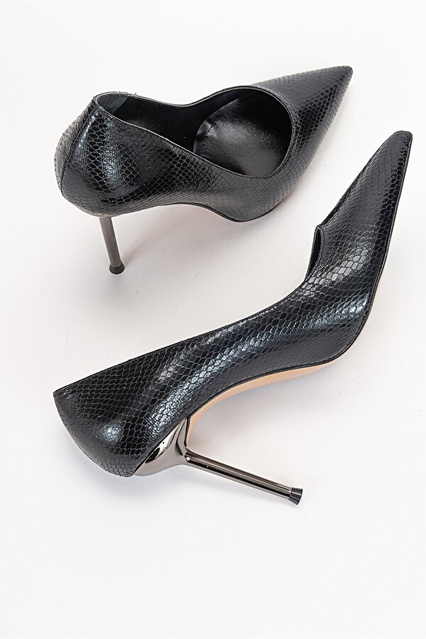 Luvi Shoes PALMERA Siyah Desenli Kadın Topuklu Ayakkabı