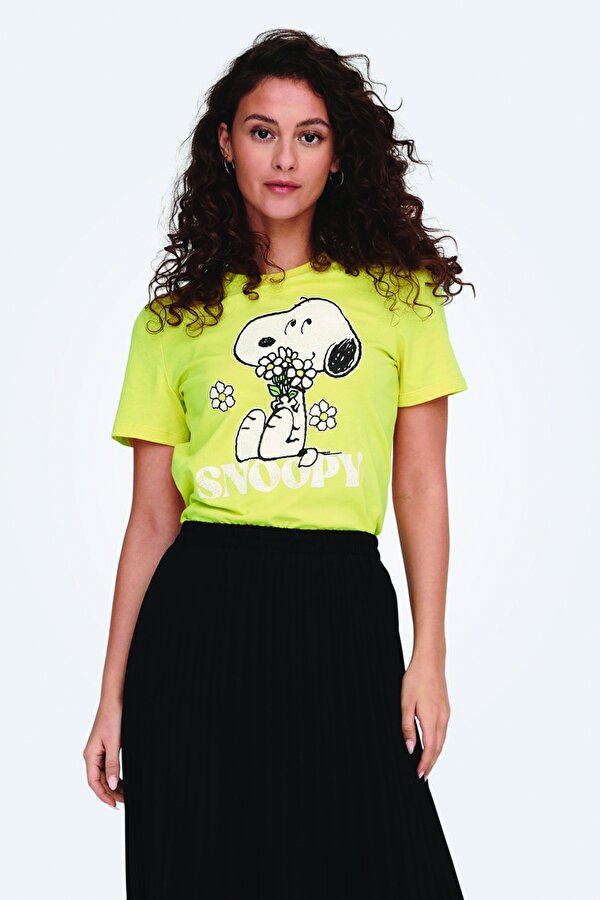 Only O Yaka Sarı Kadın T-Shirt 15291491