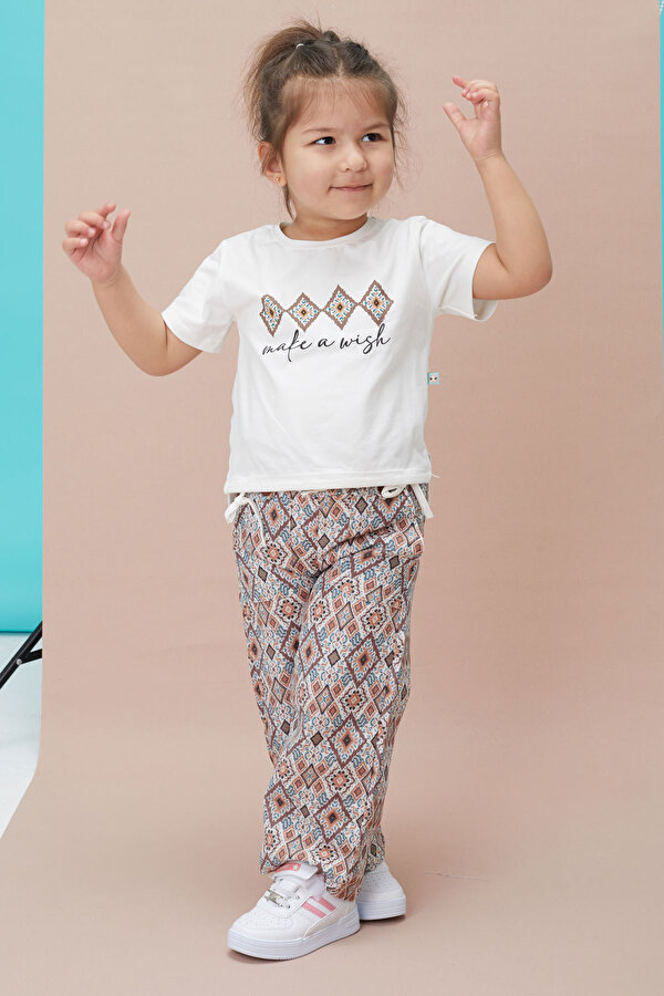 Cansın Mini Kız Çocuk Kare Desenli Bluz ve Pantolonlu 2li Takım 15135
