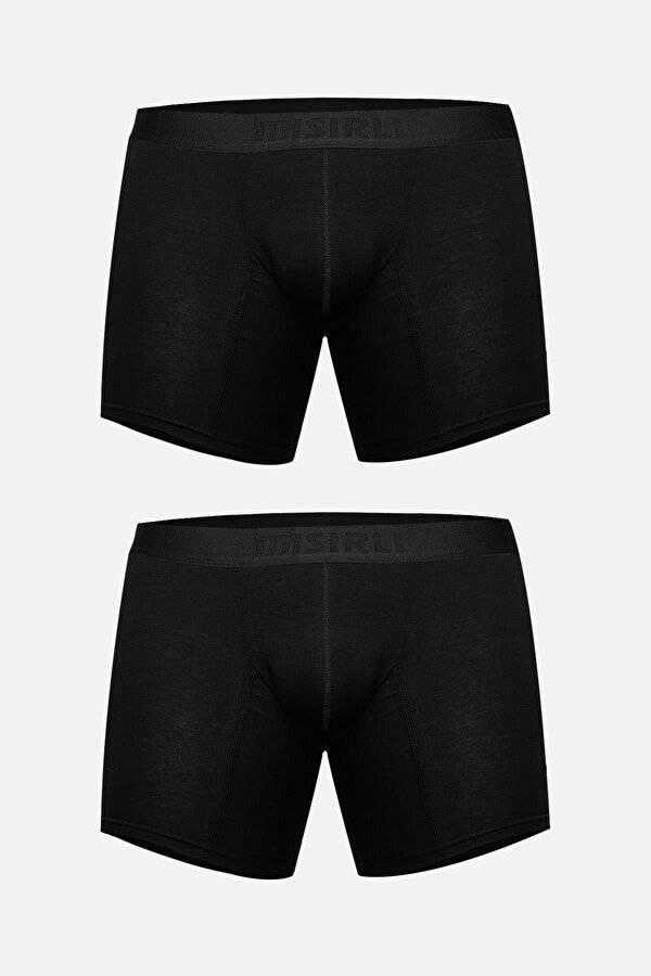 Mısırlı Erkek Pamuklu Long Fit 2'li Siyah/Siyah Boxer - M-BXR-SS-3 Mısırlı Erkek Pamuklu Long Fit 2'li Siyah/Siyah Boxer - M-BXR-SS-3