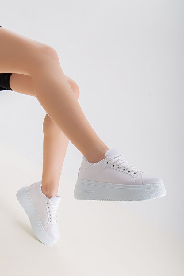 Daxtors D470 Garantili Kadın Günlük Ortopedik Sneaker Spor Ayakkabı_Beyaz
