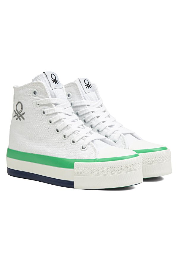 Benetton ® | BN-30944 - 3114 Beyaz Yesil - Kadın Spor Ayakkabı