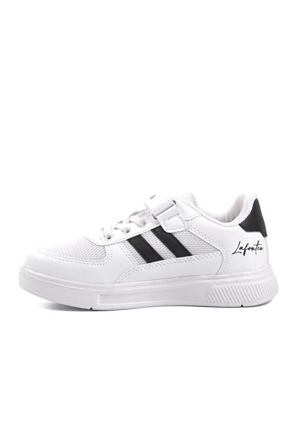 Lafonten Beyaz Siyah Cırtlı Fileli Çocuk Sneaker