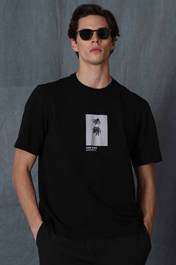 Lufian Erkek Bart Modern Grafik T-Shirt 111020153 Siyah
