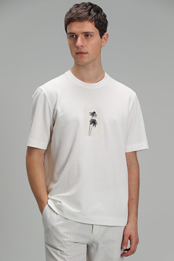 Lufian Erkek Bart Modern Grafik T-Shirt 111020153 Beyaz