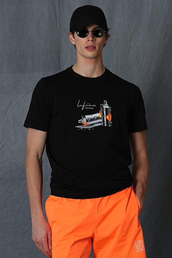 Lufian Erkek Andy Modern Grafik T-Shirt 111020159 Siyah