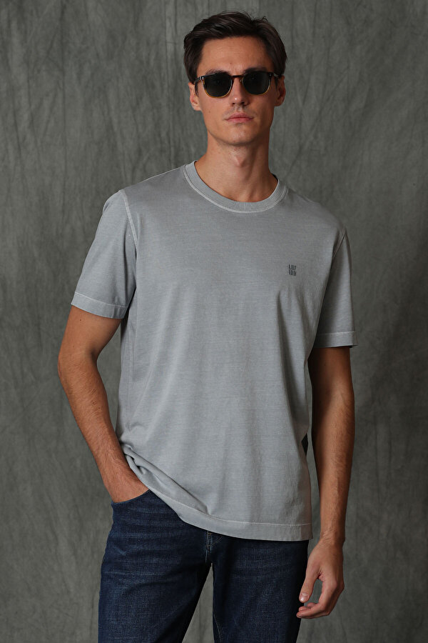 Lufian Erkek Sarder Basic T-Shirt 111020160 Gri