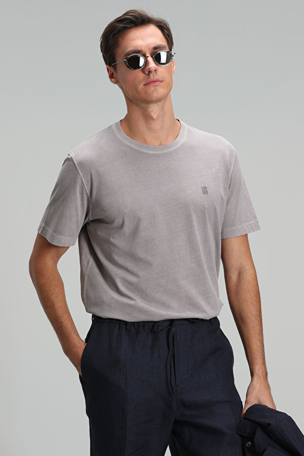 Lufian Erkek Sarder Basic T-Shirt 111020160 Vizon