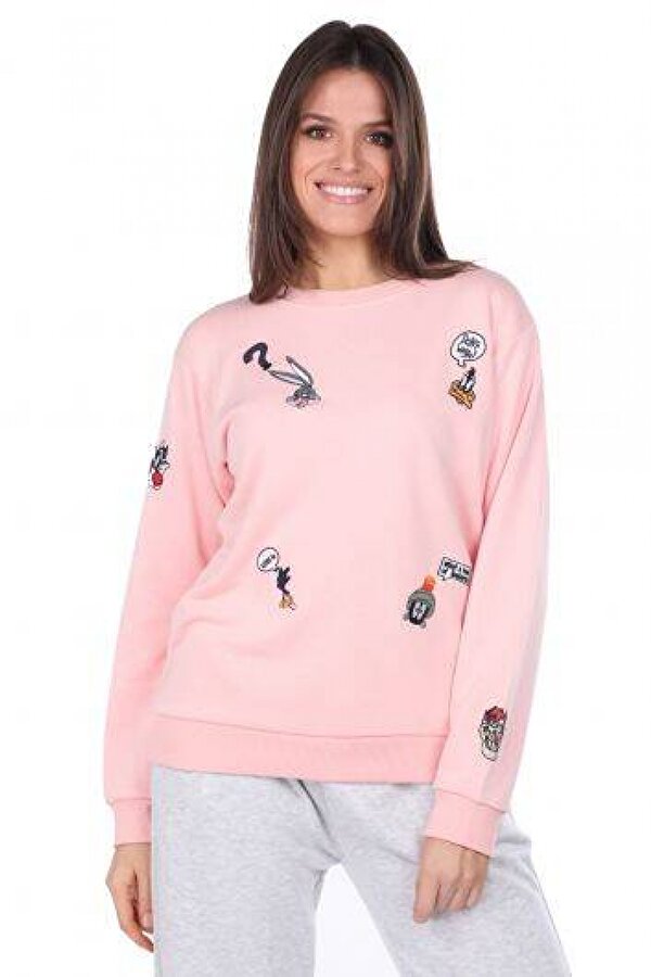 Markapia Woman Çizgi Film Karakter İşlemeli Pembe Kadın Sweatshirt Markapia Woman Çizgi Film Karakter İşlemeli Pembe Kadın Sweatshirt
