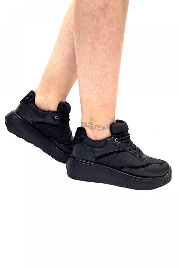 Liger Rahat Taban Kadın Spor Ayakkabı Siyah Günlük Sneaker