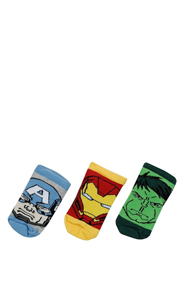 Avengers ML 3 LU SNEAKER PTK-B 3FX Çok Renkli Erkek Çocuk 3'lü Patik Çorap