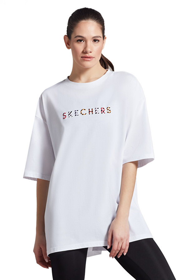 Skechers W Graphic Tee Crew Neck T Beyaz Kadın Kısa Kol T-Shirt