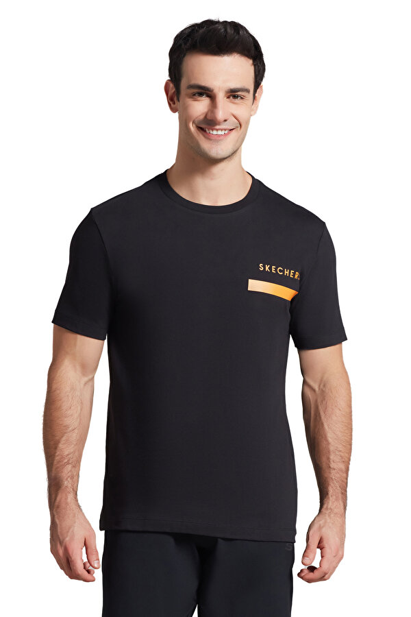 Skechers M Graphic Tee Chest Print Siyah Erkek Kısa Kol T-Shirt