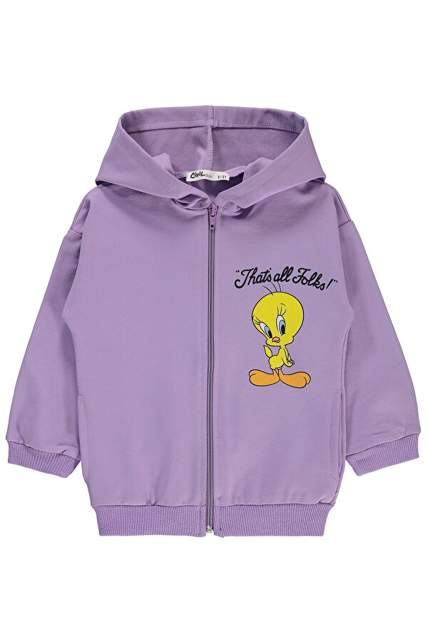 Tweety Kız Çocuk Kapüşonlu Hırka 2-5 Yaş Lila
