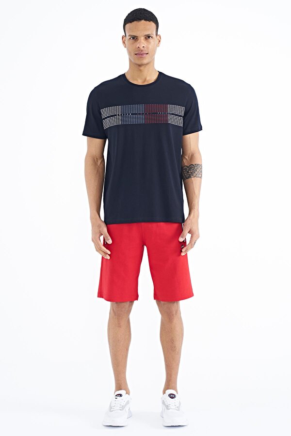 Tommy Life Lacivert Minimal Yazı Baskılı Standart Kalıp Erkek T-Shirt - 88182 IV10335