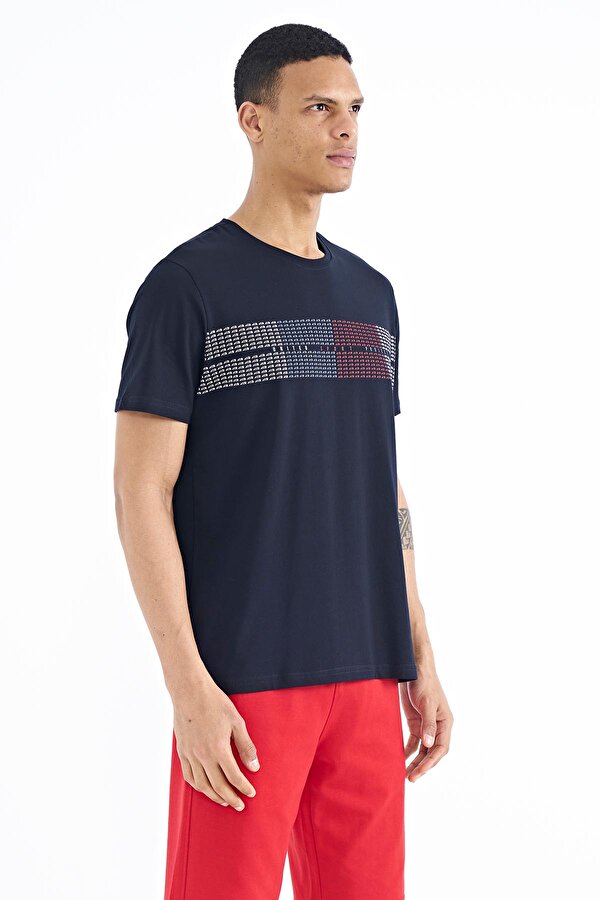 Tommy Life Lacivert Minimal Yazı Baskılı Standart Kalıp Erkek T-Shirt - 88182 IV10335
