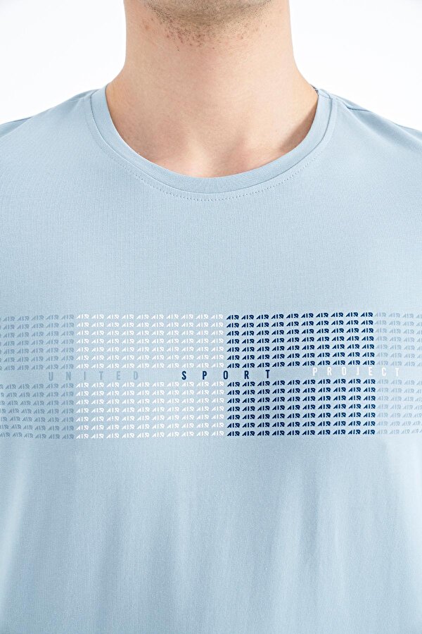 Tommy Life Açık Mavi Minimal Yazı Baskılı Standart Kalıp Erkek T-Shirt - 88182 IV10301