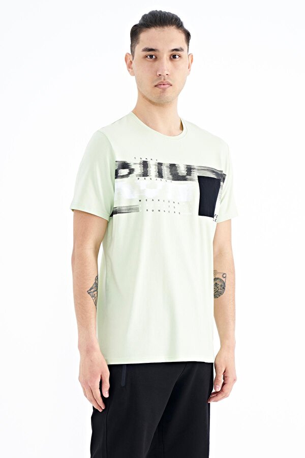 Tommy Life Açık Yeşil Ön Cep Detaylı Baskılı Standart Kalıp Erkek T-Shirt - 88200 IV10486