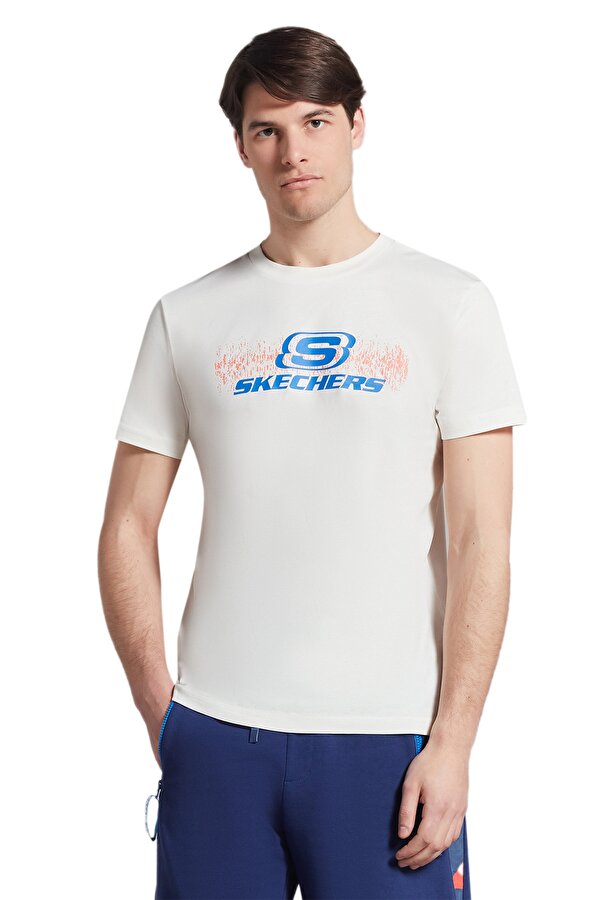 Skechers M Big Logo T-Shirt Beyaz Erkek Kısa Kol T-Shirt