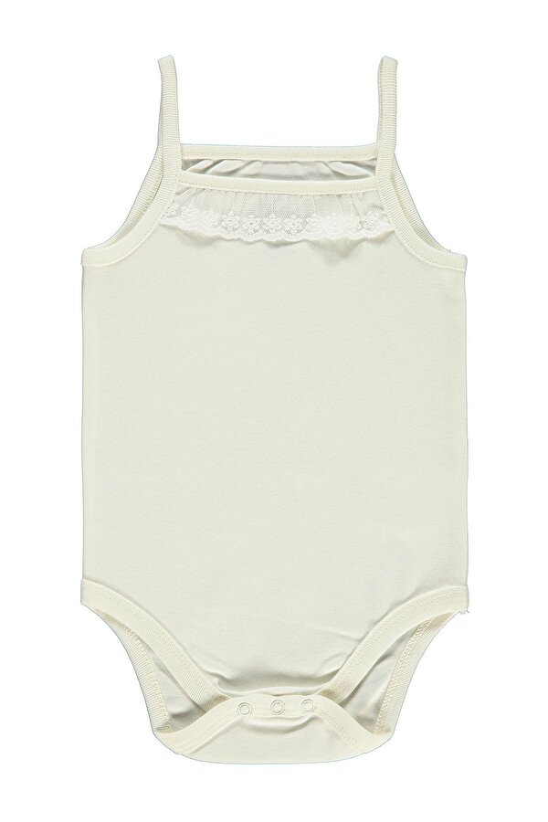 Kujju Civil Baby Kız Bebek Çıtçıtlı Badi 3-9 Ay Ekru