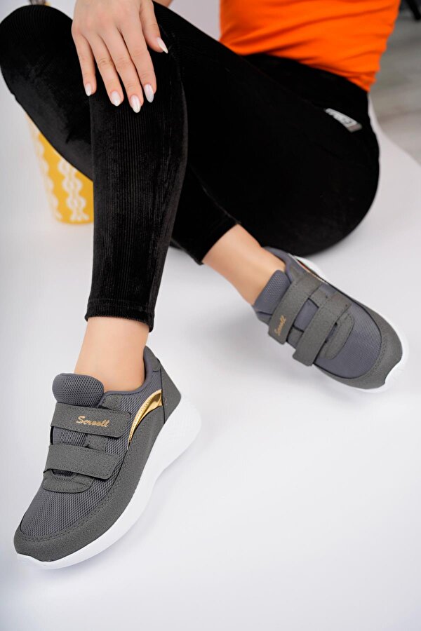 Muggo Chester Garantili Kadın Ortopedik Bağcıksız Cırtlı Rahat Sneaker Spor Ayakkabı