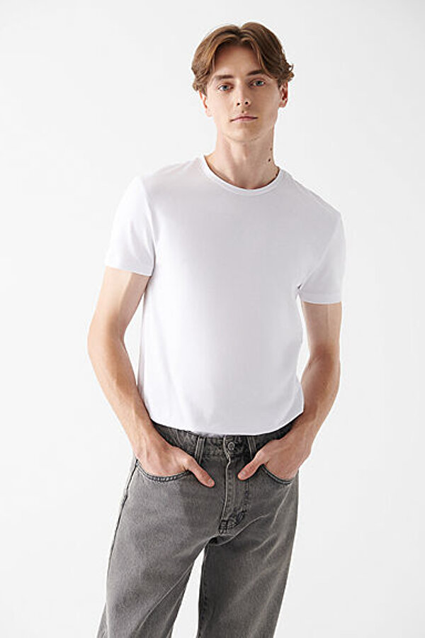 Mavi STRETCH TİŞÖRT Beyaz Erkek Kısa Kol T-Shirt