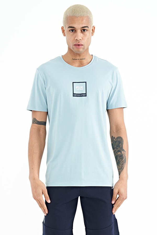 Tommy Life Açık Mavi Minimal Basklı Detaylı O Yaka Standart Kalıp Erkek T-Shirt - 88230