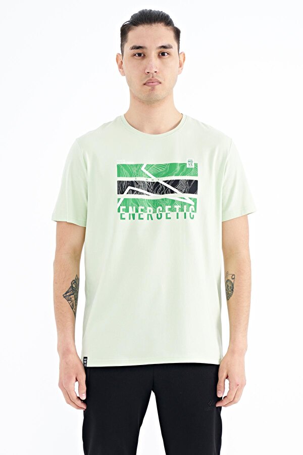Tommy Life Açık Yeşil Yazı Baskılı O Yaka Standart Kalıp Erkek T-Shirt - 88201