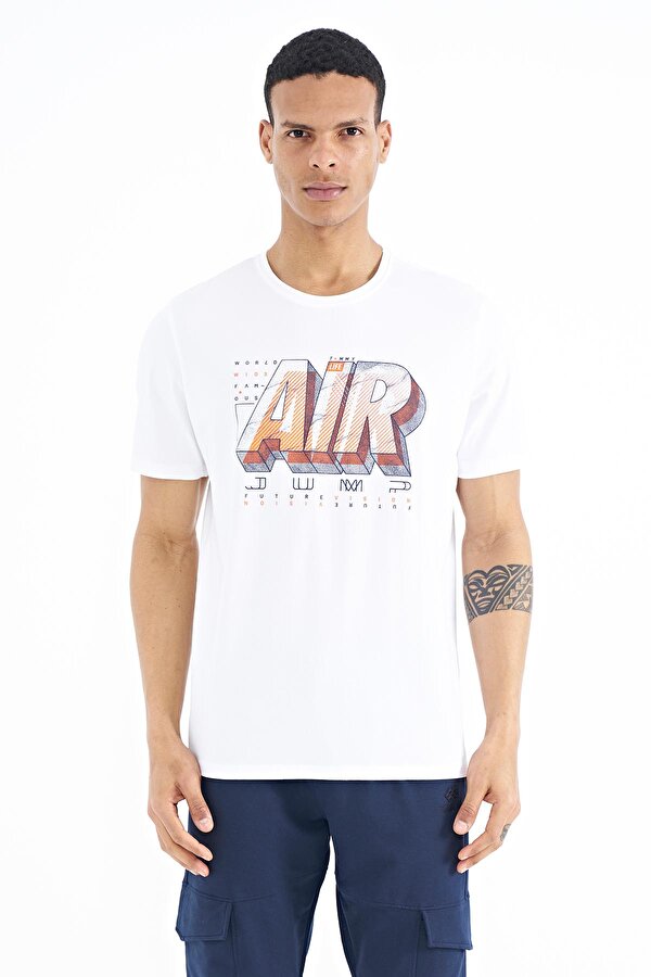 Tommy Life Beyaz Yazı Baskılı O Yaka Standart Kalıp Erkek T-Shirt - 88199