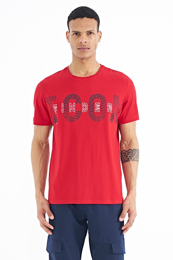 Tommy Life Kırmızı Yazı Baskı Detaylı O Yaka Standart Kalıp Erkek T-Shirt - 88187