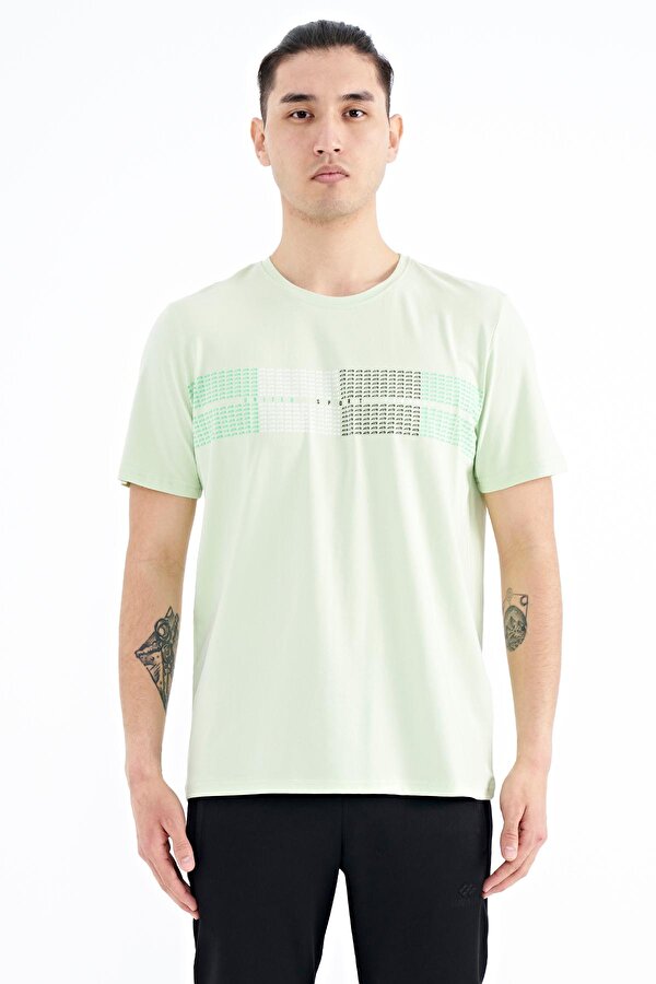 Tommy Life Açık Yeşil Minimal Yazı Baskılı Standart Kalıp Erkek T-Shirt - 88182