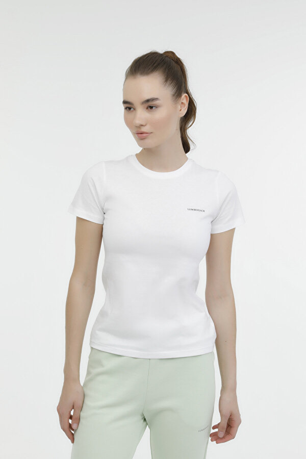 Lumberjack W-CT122 BASIC C NECK T-SH Beyaz Kadın Kısa Kol T-Shirt