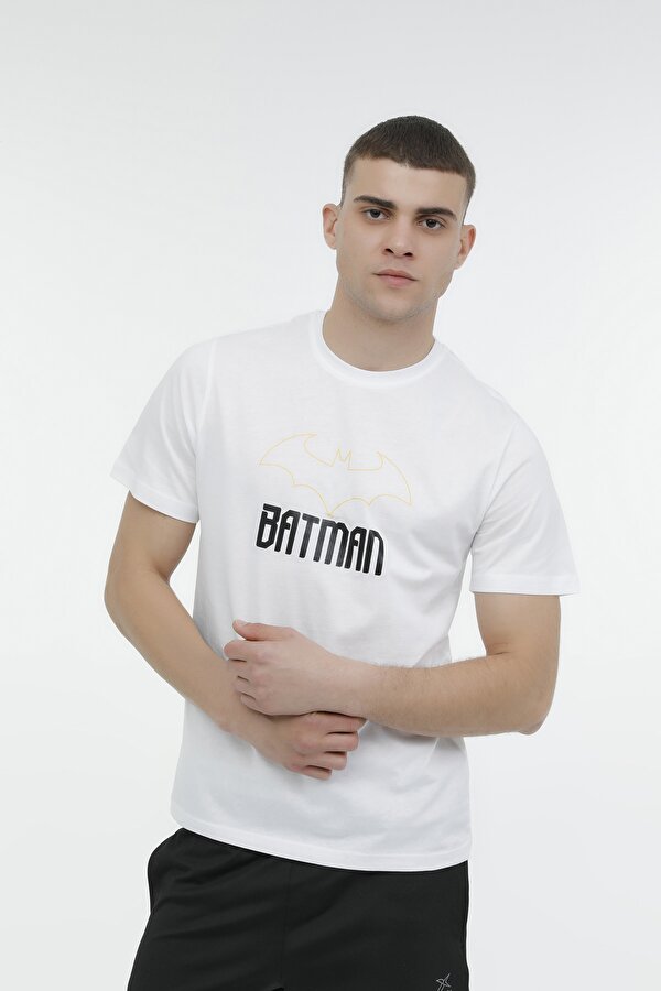 Kinetix ME BATMAN 11LSNSX04 3FX Beyaz Erkek Kısa Kol T-Shirt