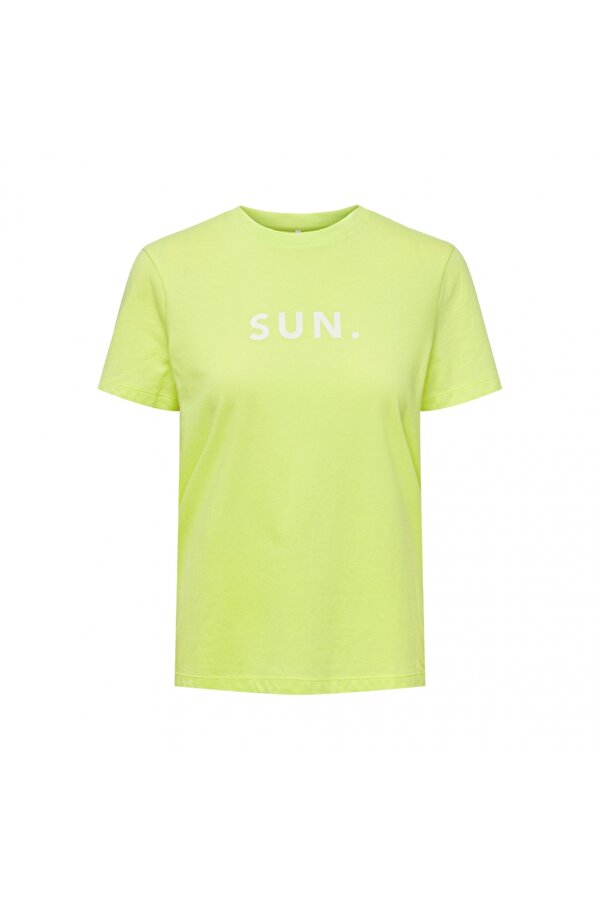 Only Sıfır Yaka Fıstık Yeşili Kadın T-Shirt 15291484