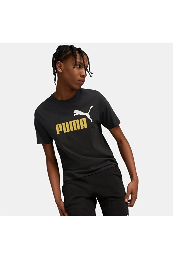 Puma Essentials+ 2 Color Logo Erkek Kısa Kollu Tişört 58675991 Siyah
