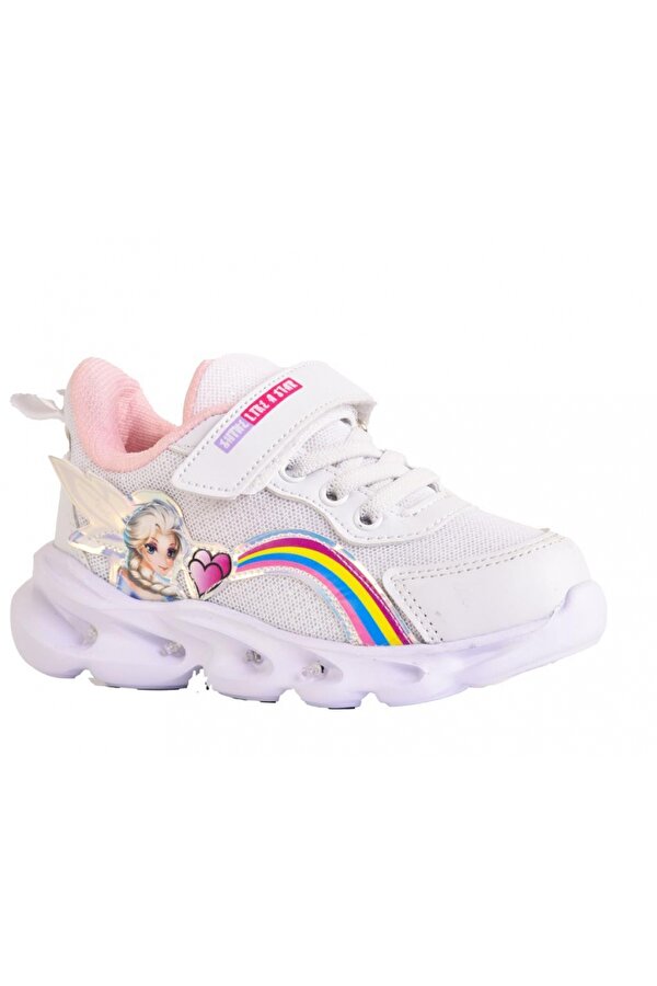 Ellaboni Kız Çocuk Işıklı Pembe / Beyaz Prenses  Spor Ayakkabı Sneaker