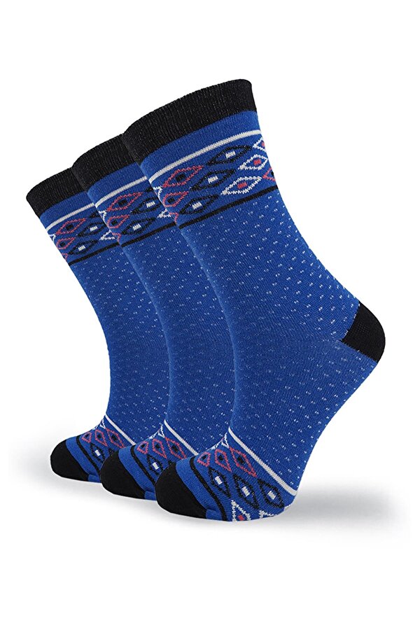 Black Arden Socks Mavi Benekli Kilim Desenli Bayan Soket Çorap