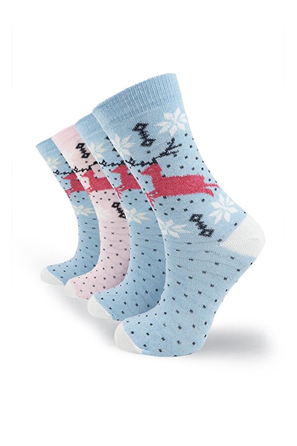 Black Arden Socks Geyik Desenli Bayan Soket Çorap 4 Çift