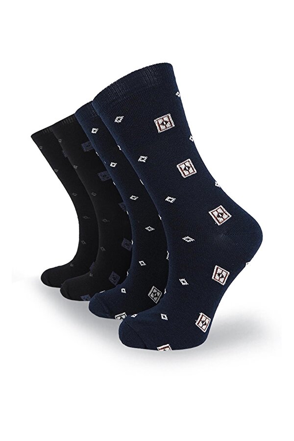 Black Arden Socks Kare Desenli Bayan Soket Çorap 4 Çift