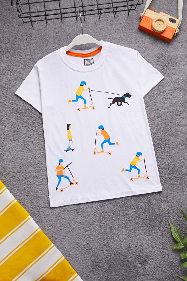Cansın Mini Beyaz Baskılı Erkek Çocuk T-shirt 15359
