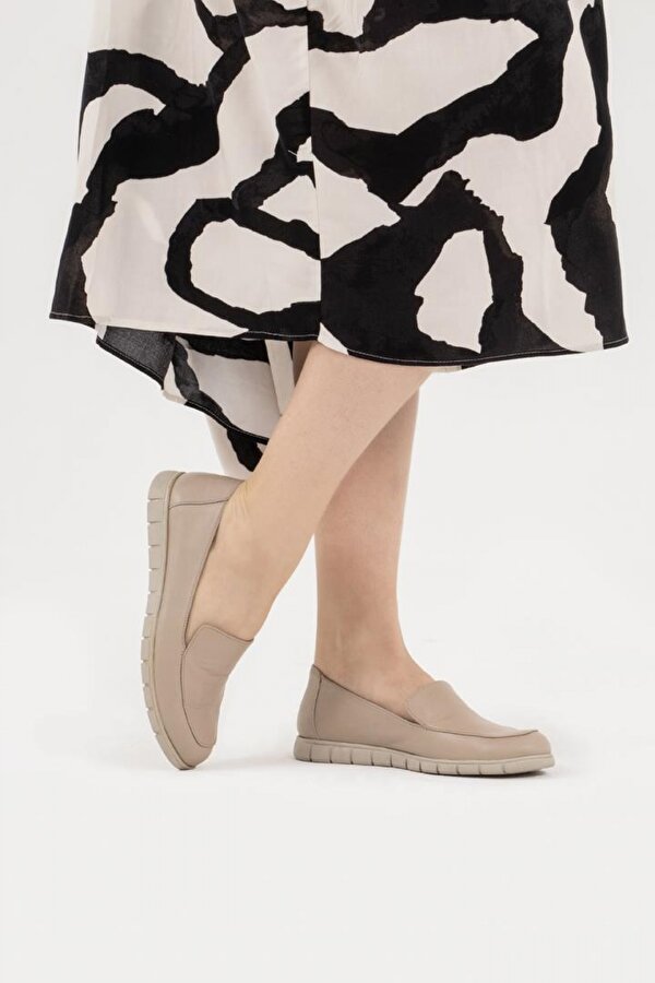 CZ London Hakiki Deri Kadın Comfort Ayakkabı Rahat Anne Lastikli Model
