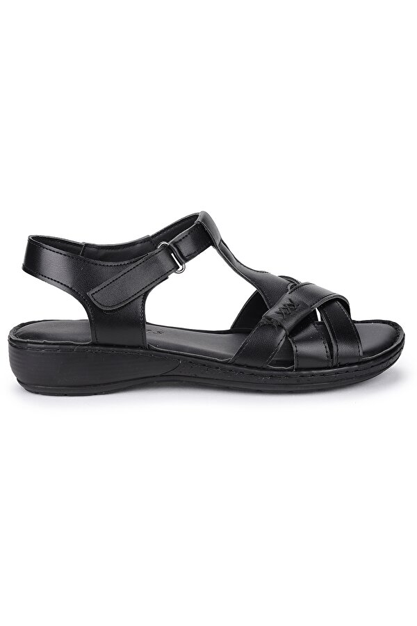 Woggo Büyük Numara Cırtlı Kadın Sandalet Alens 500 Siyah