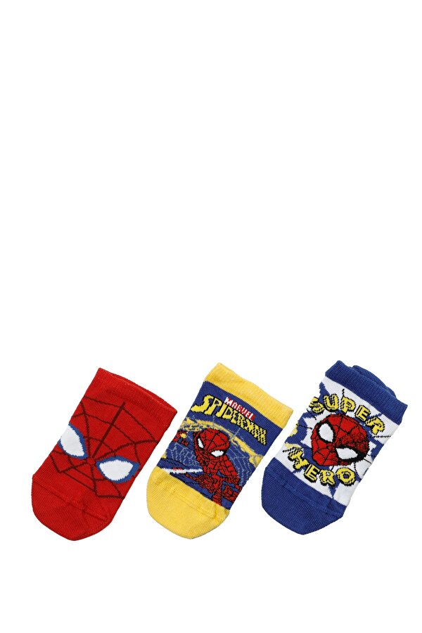 Spiderman SN 3 LU SNEAKER PTK-B 3FX Mavi Erkek Çocuk 3'lü Patik Çorap