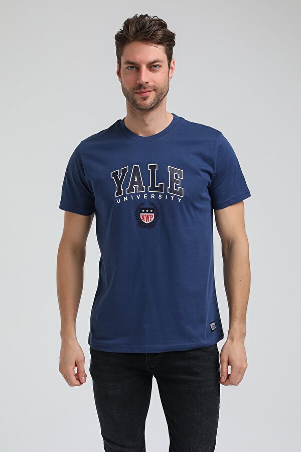 New World Polo Bisiklet Yaka İndigo Slim Fit Tişört 23SSM20308
