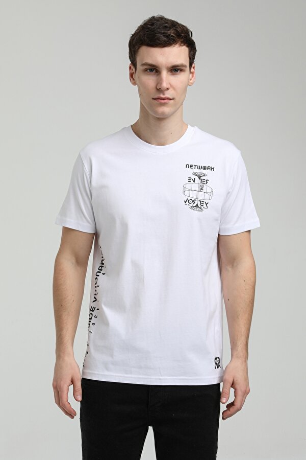 New World Polo Bisiklet Yaka Beyaz Slim Fit Tişört 23SSM20299 New World Polo Bisiklet Yaka Beyaz Slim Fit Tişört 23SSM20299