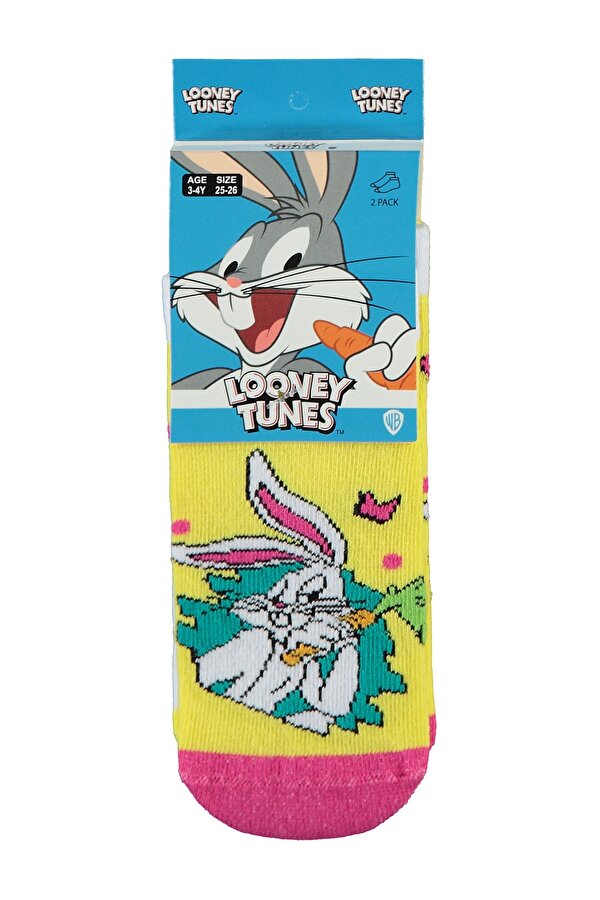 Bugs Bunny Kız Çocuk 2'li Patik Çorap 3-11 Yaş  Sarı