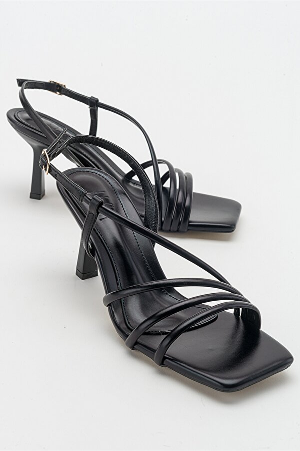 Luvi Shoes NARVA Siyah Metalik Kadın Topuklu Ayakkabı