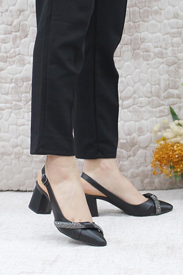 Mehmet Mete 01-303 Fashion Klasik Topuklu Taşlı Kadın Ayakkabı