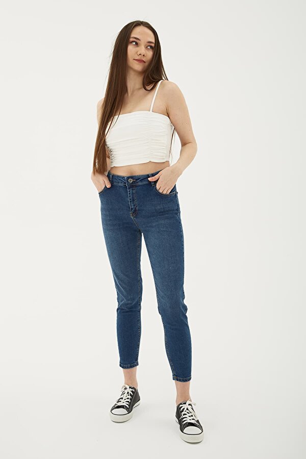 Fashion Friends Bayan Kot Pantolon 23Y0565K2 KOYU MAVİ